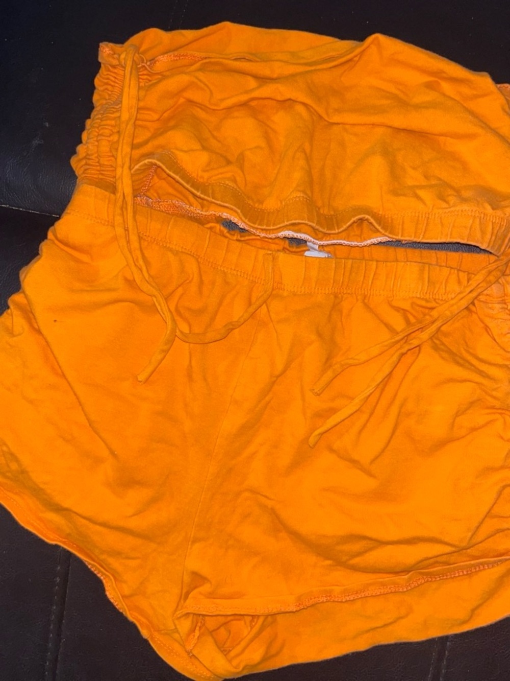 Women’s Orange Elastic-Waist Drawstring Shorts